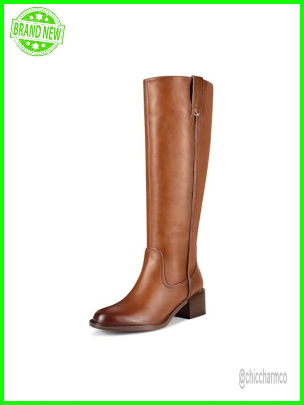 Women's Knee High Chunky Heel Riding Boots Faux Leather Tall